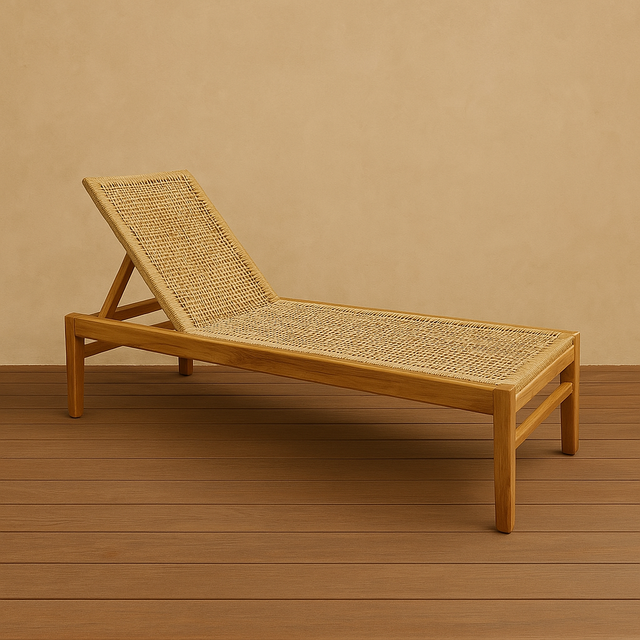TEAK BED POLYRATTAN NUDE