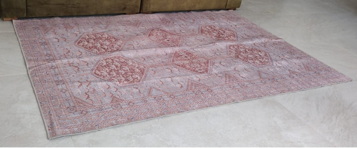 TAPETE SINTETICO 260CM X 170CM - AZUL & ROSA COBRIZO