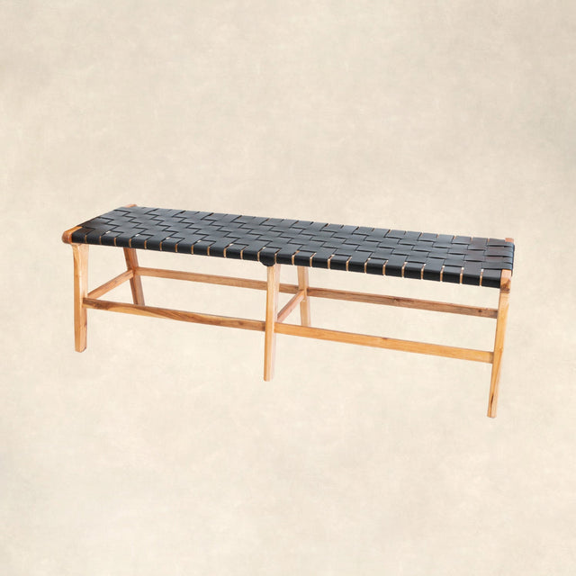 ITA BRAIDED LEATHER BENCH