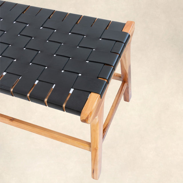 ITA BRAIDED LEATHER BENCH