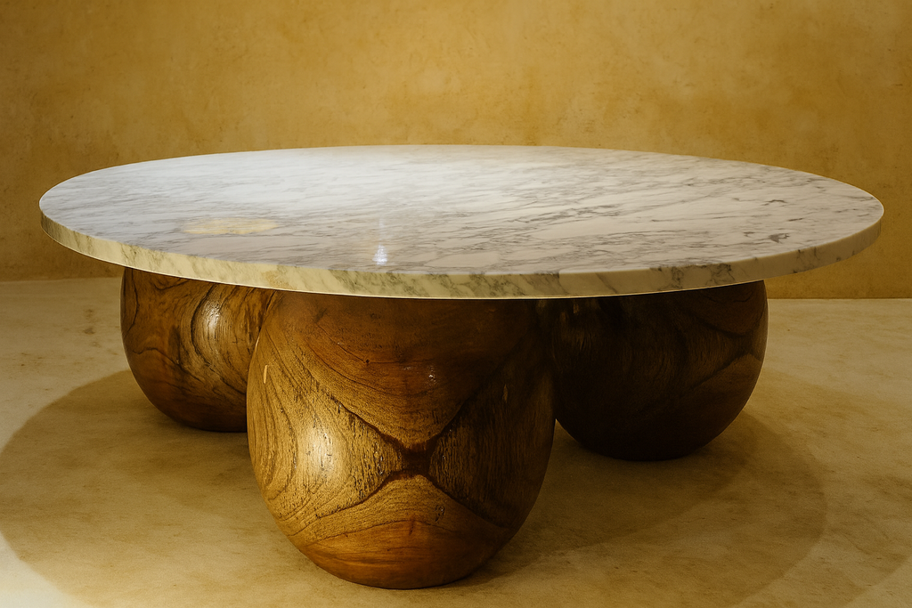 MESA MARMOL Y MADERA