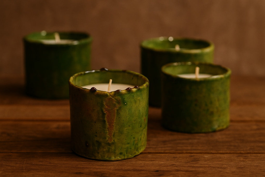 Vela - Barro vidreado verde - 10cm x 9 cm