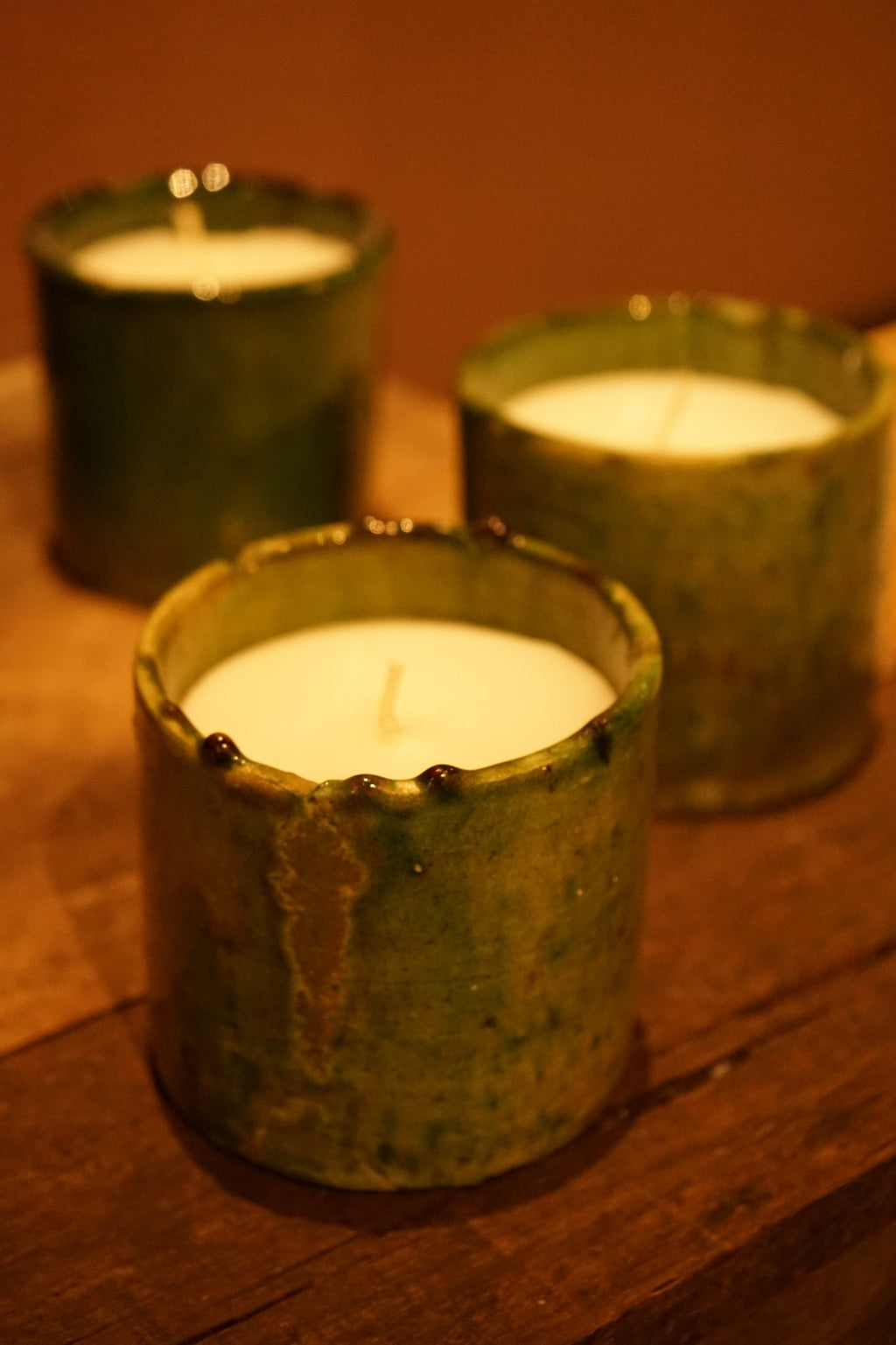 Vela - Barro vidreado verde - 10cm x 9 cm