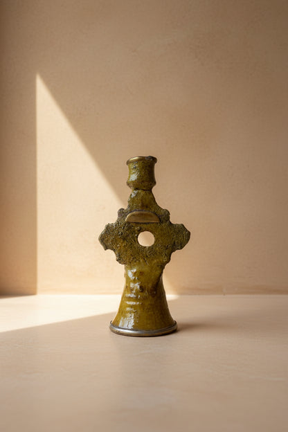 CANDELABRO DE BARRO ESMALTADO