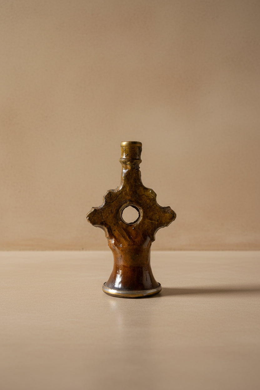 CANDELABRO DE BARRO ESMALTADO