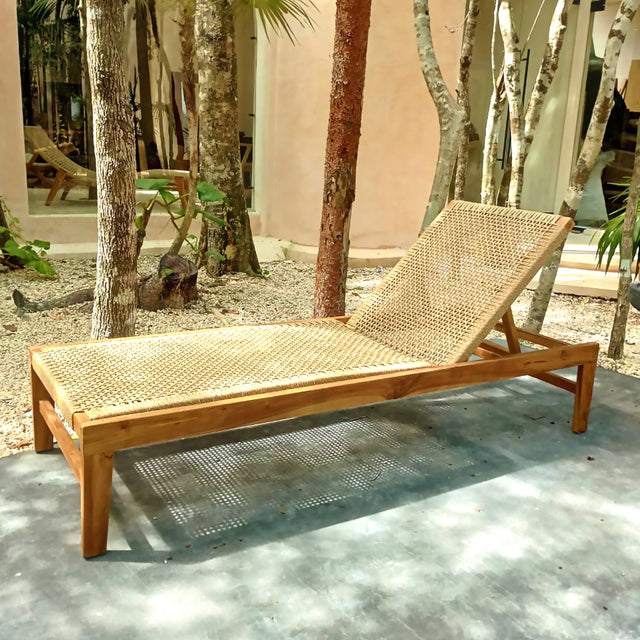 TEAK BED POLYRATTAN NUDE